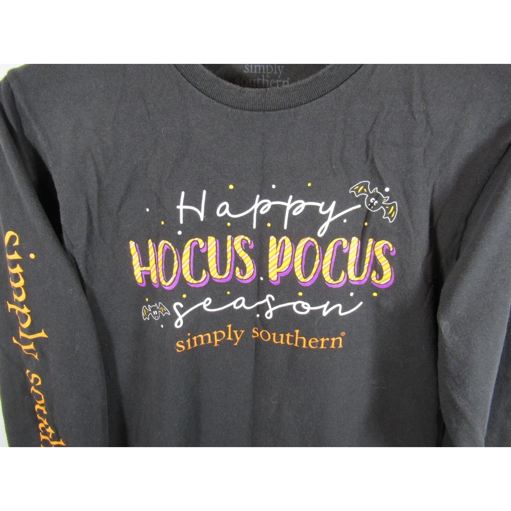 Simply Southern Hocus Pocus Halloween T-Shirt Women S Black Long Sleeve Witch - Picture 3 of 5